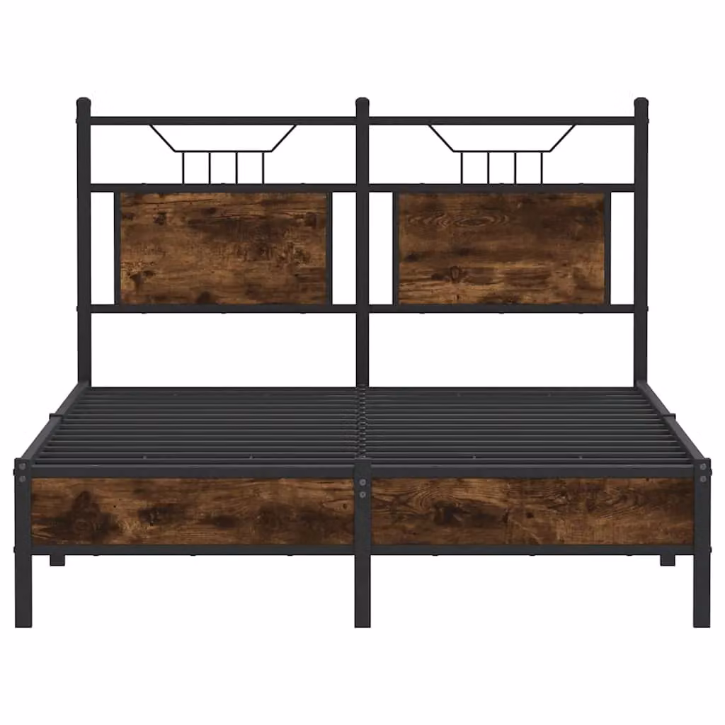 Berkfield Home Small Double Bed Frame in Smoked Oak Brown, W/D/H: 120 x 190 cm – 3