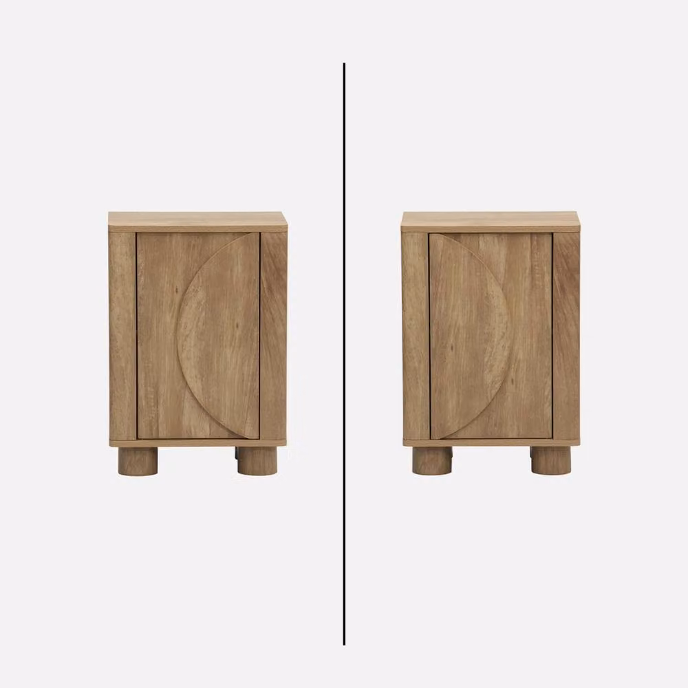 sweeek Wood Effect Bedside Table with 1 Reversible Door in Brown and Beige, W/D/H: 40 x 30 x 57 cm – 2
