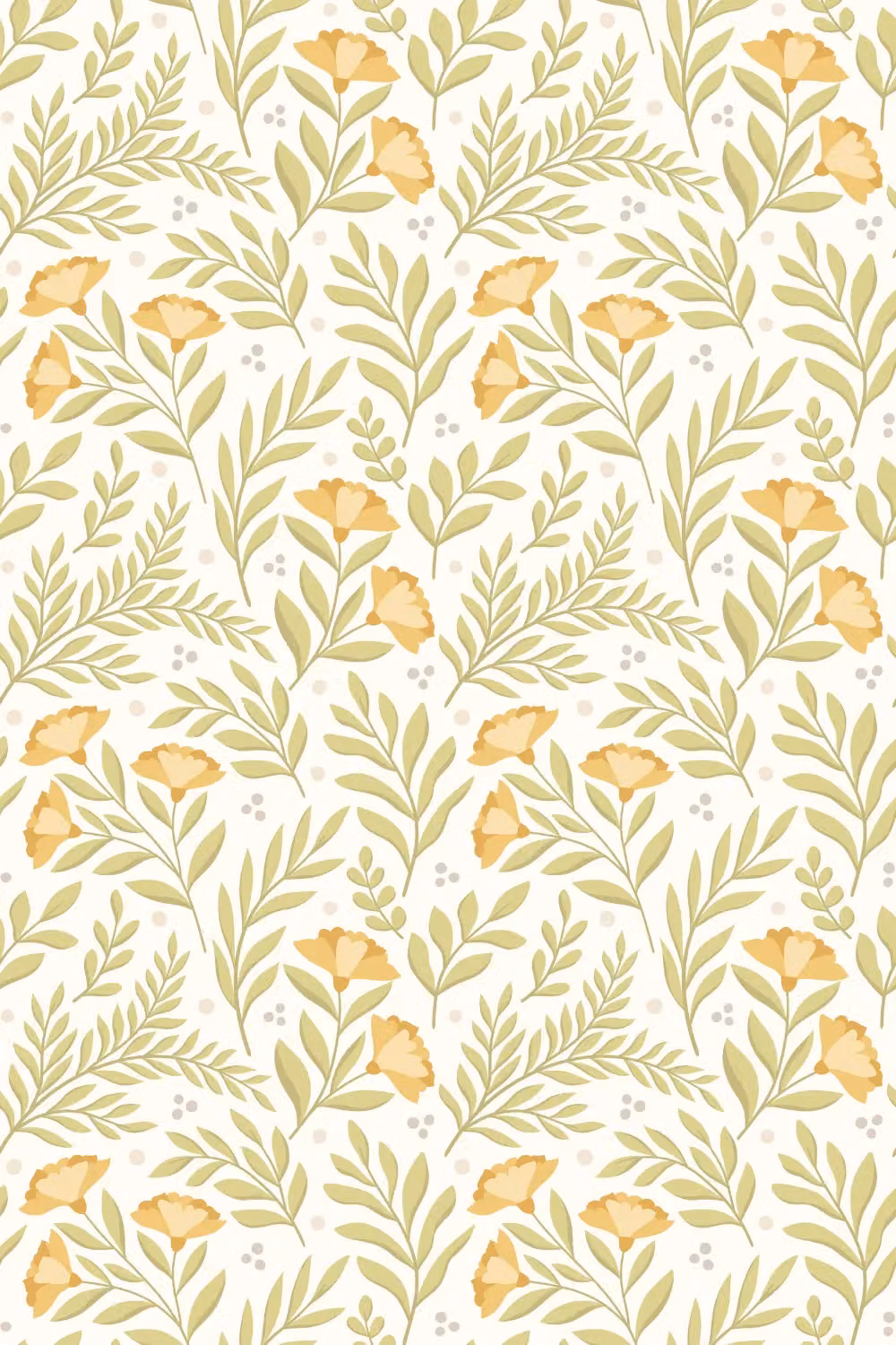 Hoopla Walls Petite Posy Matt Floral Botanical Wallpaper in Yellow – 2