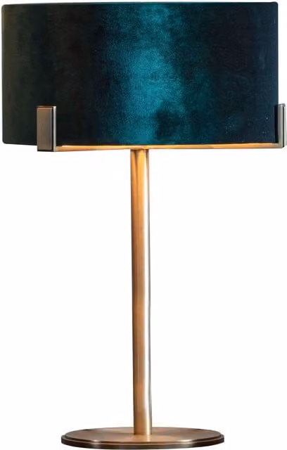 Loops Table Lamp in Matt Antique Brass and Green Velvet with 10W LED