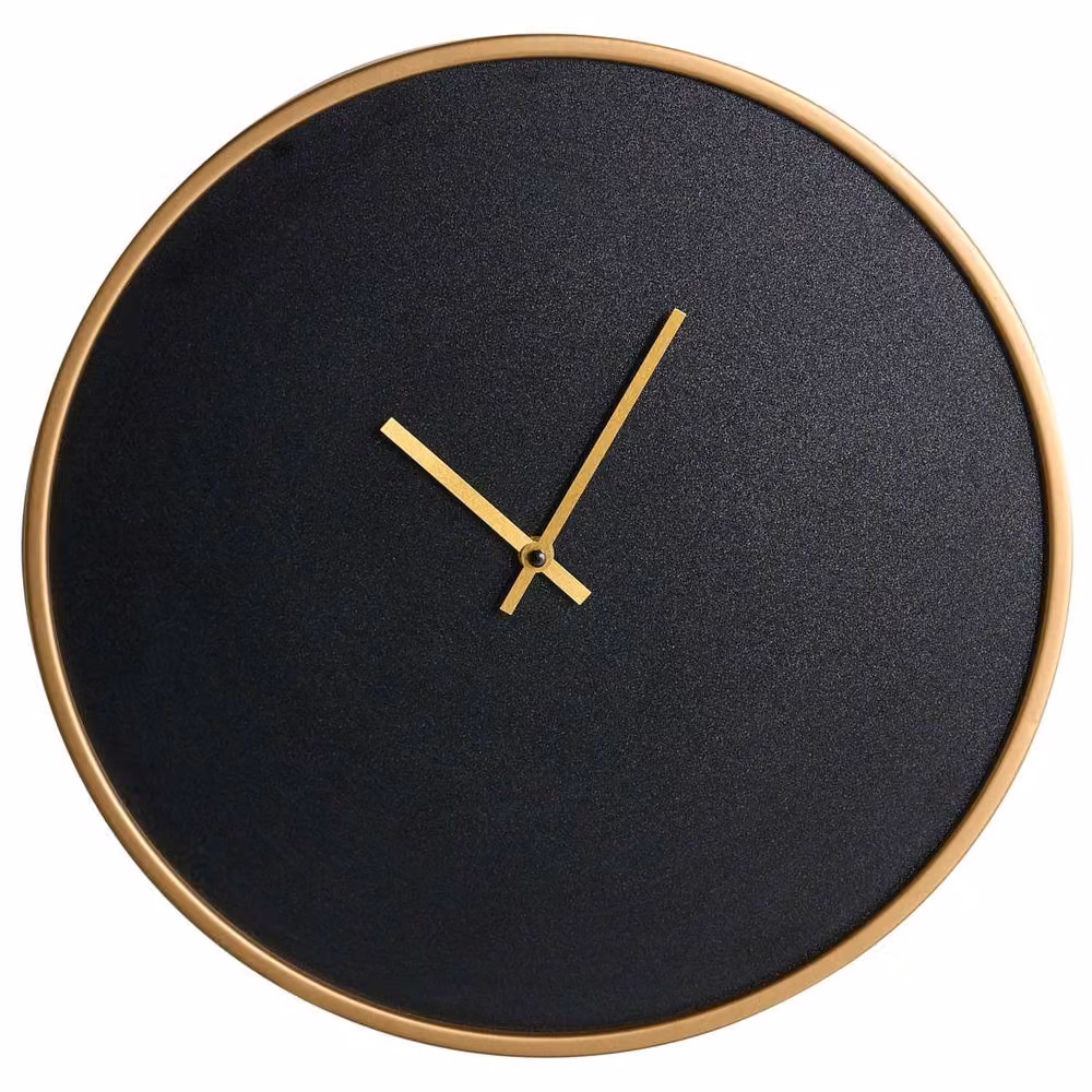 Wyld and Coco Minimalist Round Analog Wall Clock in Black and Gold – 2