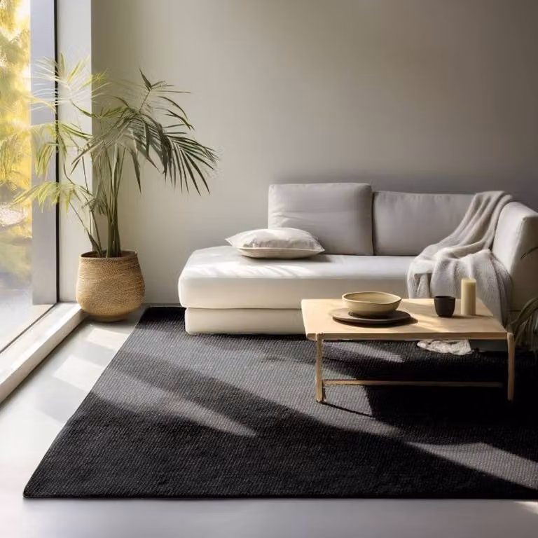 THE RUGS Handwoven Flatweave Jute Rug and Runner in Black, W: 60 cm, L: 90 cm