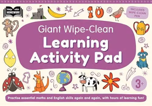 3+ Giant Wipe-Clean Learning Activity Pad with Reusable Pen for Pre-school Skill Practice – 1