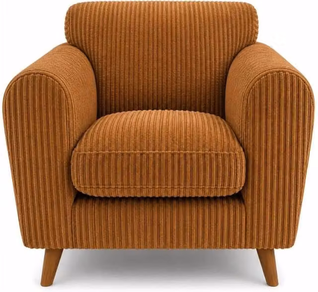SOFASELECTION UK Harlow Modern Jumbo Cord Cuddle Chair in Tan Beige