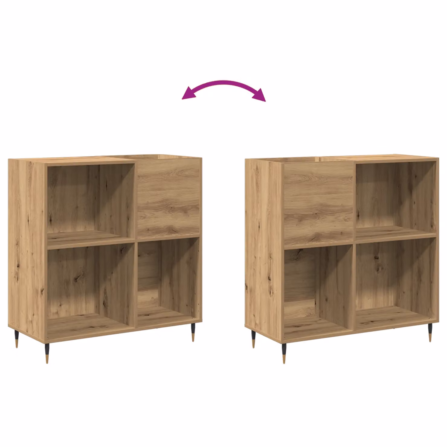 Berkfield Home Vintage Record Cabinet in Brown, W/D/H: 84.5 x 38 x 89 cm – 4