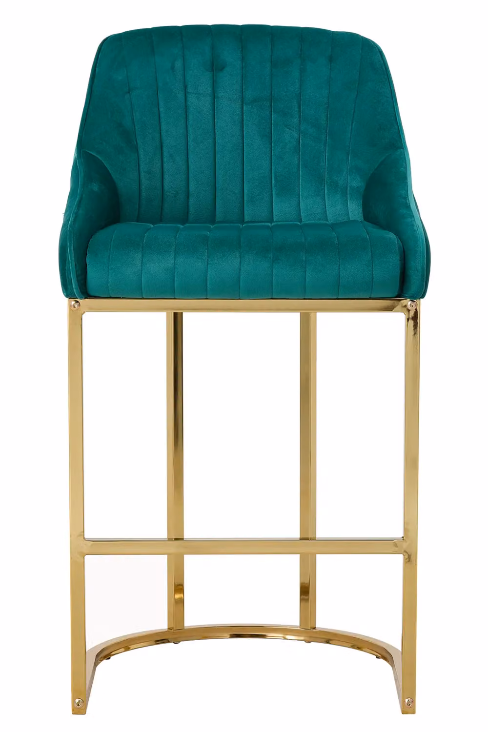 Living and Home Set of 2 Modern Green Velvet Upholstered Bar Stools with Metal Frames – 3
