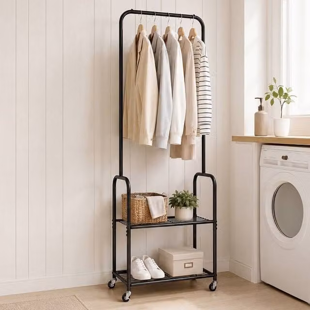 Levede Metal Clothes Rail and Garment Organiser in Black