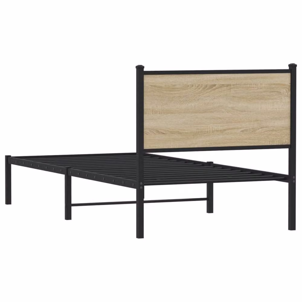 Berkfield Home Metal Bed Frame in Sonoma Oak and Brown, W/D/H: 80 x 200 cm – 4