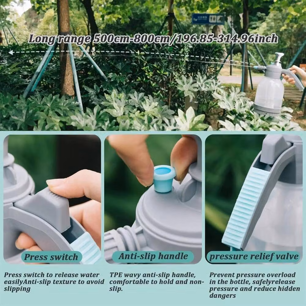 VOGREX Grey Manual Hand Pump Snow Foam Car Wash Pressure Sprayer, 2L – 5
