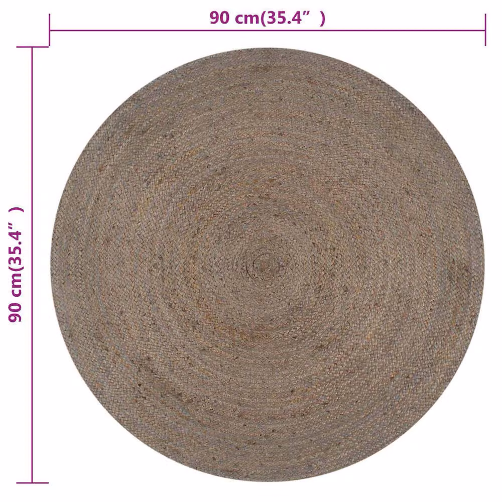Berkfield Home Handmade Braided Jute Round Rug, Grey, Diameter: 100 cm – 2