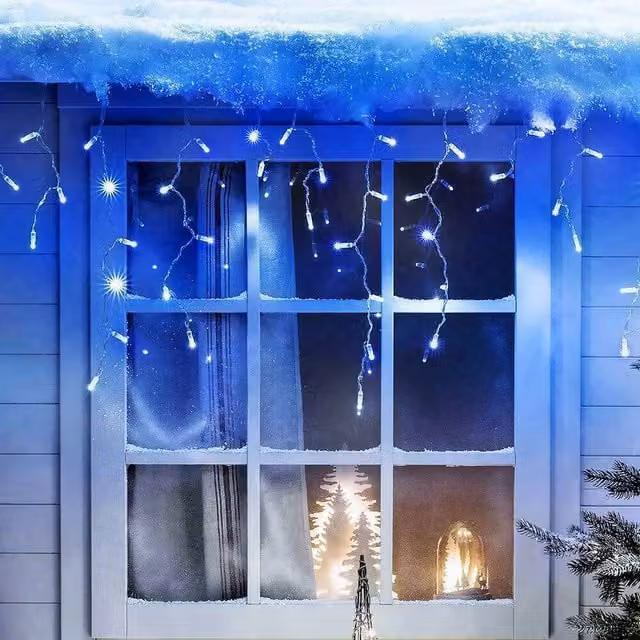 GEEZY Blue Christmas Icicle LED Lights with 200 LEDs, Battery Powered