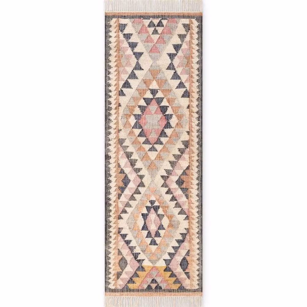 THE RUGS Roya Afghan Kilim Runner Rug, Handwoven Multicolour Jute and Cotton Flatweave, W: 80 cm, L: 150 cm – 3