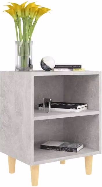 Berkfield Home Sturdy Bed Cabinets with Solid Wood Legs, 2 Pack, Concrete Grey, W: 40 cm, D: 30 cm, H: 50 cm – 1