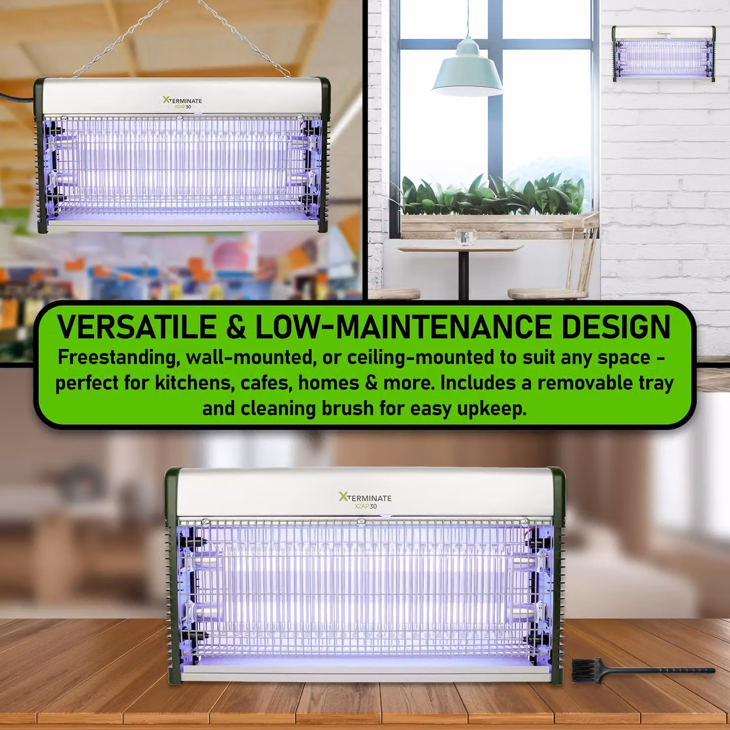 Xterminate UV LED Wall Mounted Fly Killer Zapper Unit in Silver – 3