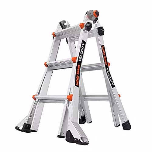 Little Giant Velocity Series 2 Multi-purpose Rollable Aluminium Ladder, Silver, 3 Treads – 1