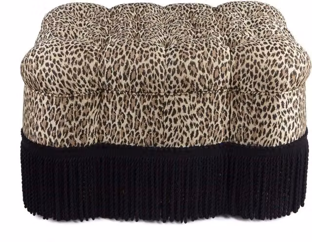 House of Hackney Soft Body Rectangular Ottoman in Butterscotch Animal Print Fabric, W/D/H: 78 x 63 x 48 cm