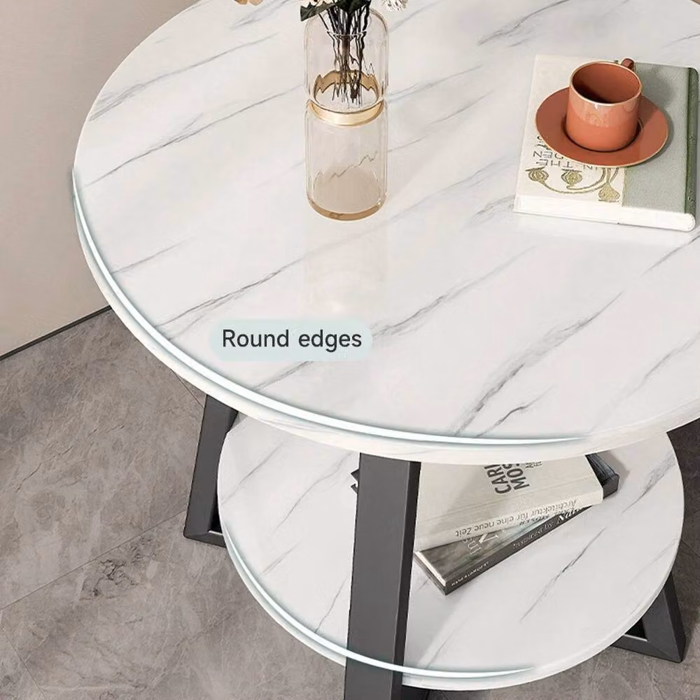 EONLION 2 Tier White Sofa Side End Table, W/D/H: 60 x 60 x 55 cm – 3