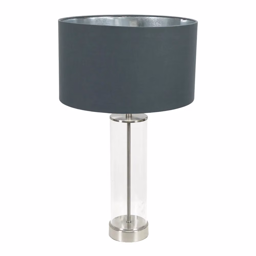 ValueLights Balan Glass and Chrome Table Lamp with Anthracite Inner Shade and Warm White LED Bulb – 2