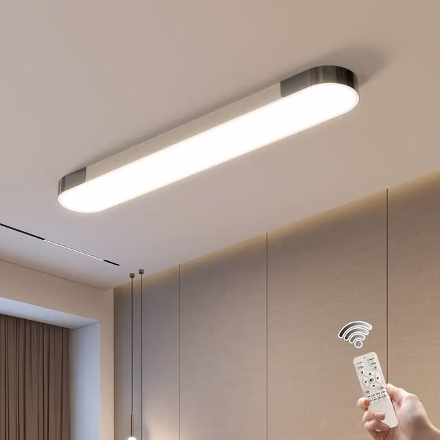 NIVOR 48W Linear LED Ceiling Light in Gold with Remote Control and Dimmable Acrylic Design – 1