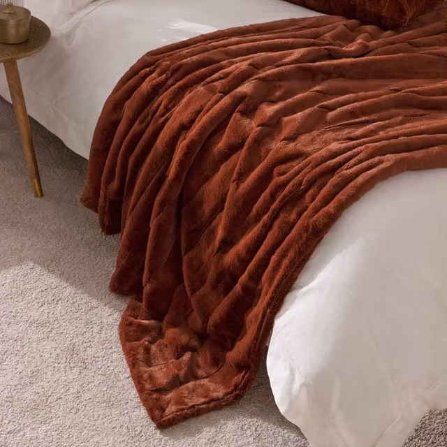 Paoletti Empress Faux Fur Throw in Orange, W/D/H: 140 x 200 cm