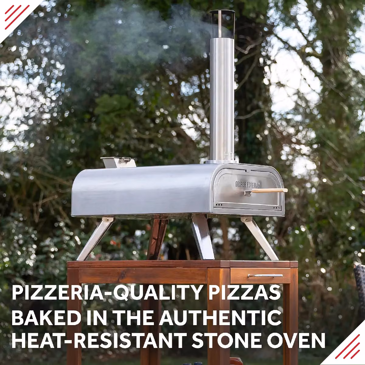 George Foreman 16 Inch Wood Pellet Pizza Oven in Silver with Paddle and Carry Bag – 5