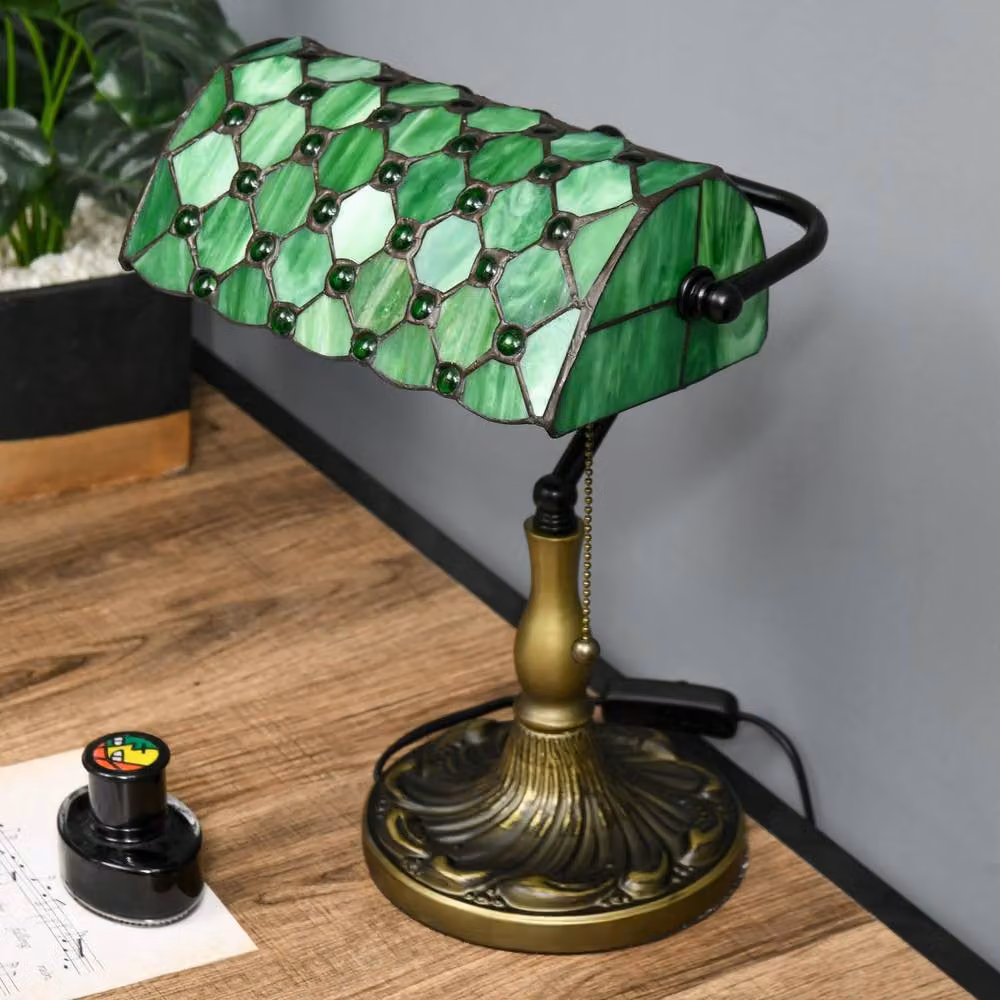 Wyld Haus Nofilu Green Vintage Style Stained Glass Table Lamp – 7