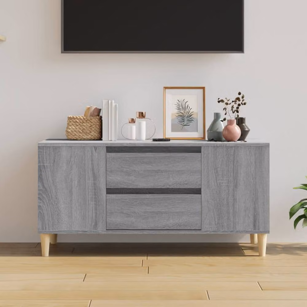 Berkfield Home Grey Sonoma TV Cabinet in Engineered Wood W/D/H: 102 x 44.5 x 50 cm – 3