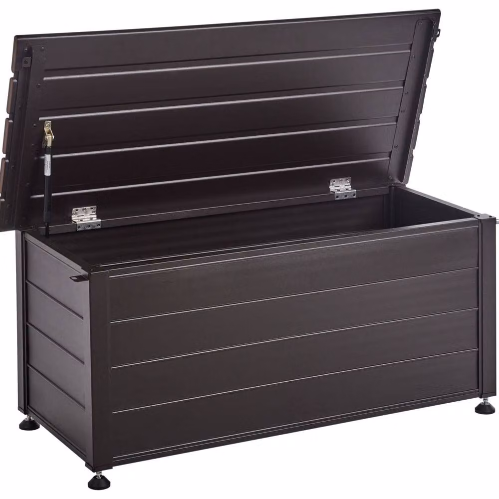 Wyld and Coco Aluminium Garden Storage Box in Dark Brown, Weatherproof Outdoor Metal Storage – 2