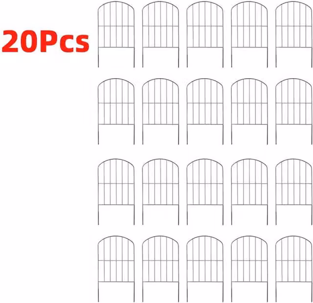 SPETLEK 20-Piece Metal Garden Fencing Panel Lawn Grass Border in Black, W/H: 100 x 60 cm