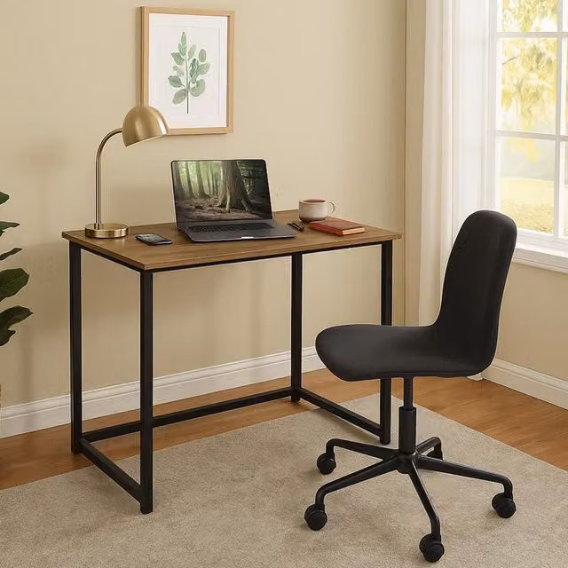 House of Home Industrial Style Folding Computer Desk in Black and Brown, W/D/H: 80 x 45 x 74 cm – 6
