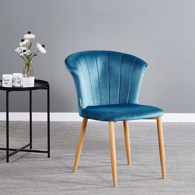 Life Interiors Elsa Blue Velvet Upholstered Dining Chair