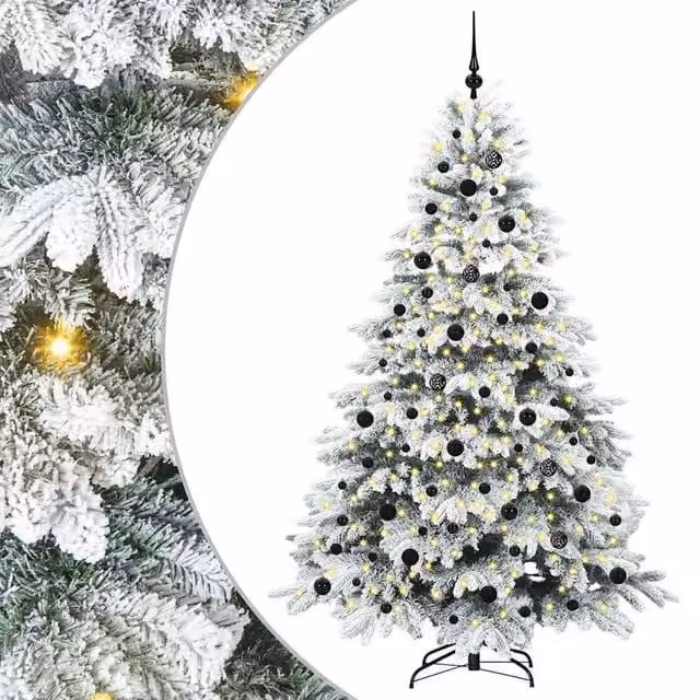 Berkfield Home Artificial Green Christmas Tree with 300 Warm White LEDs, Height: 210 cm – 1