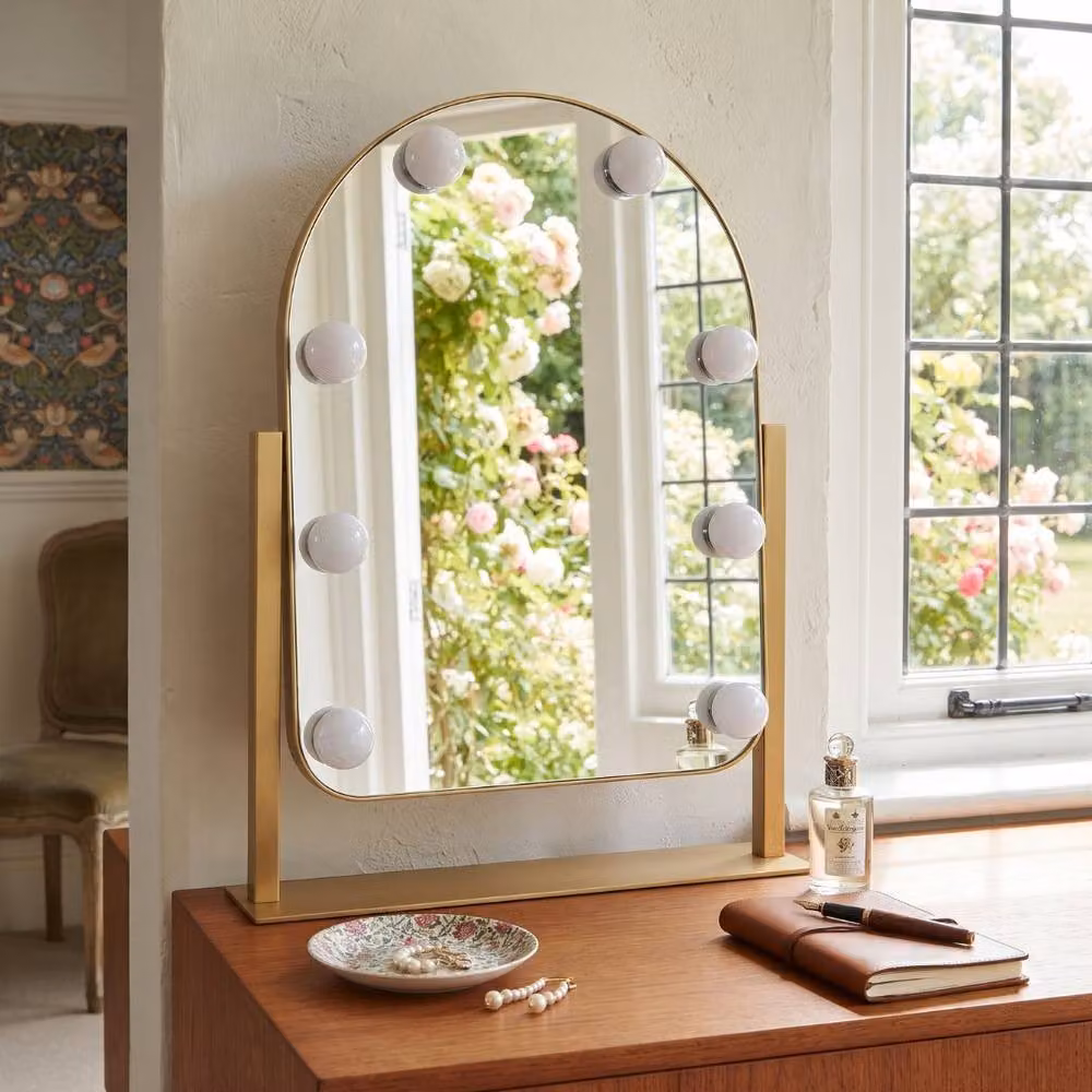 HOME LUXE INTERIOR Gold LED Tabletop Vanity Mirror with Dimmable Touch Sensor Lights – 2