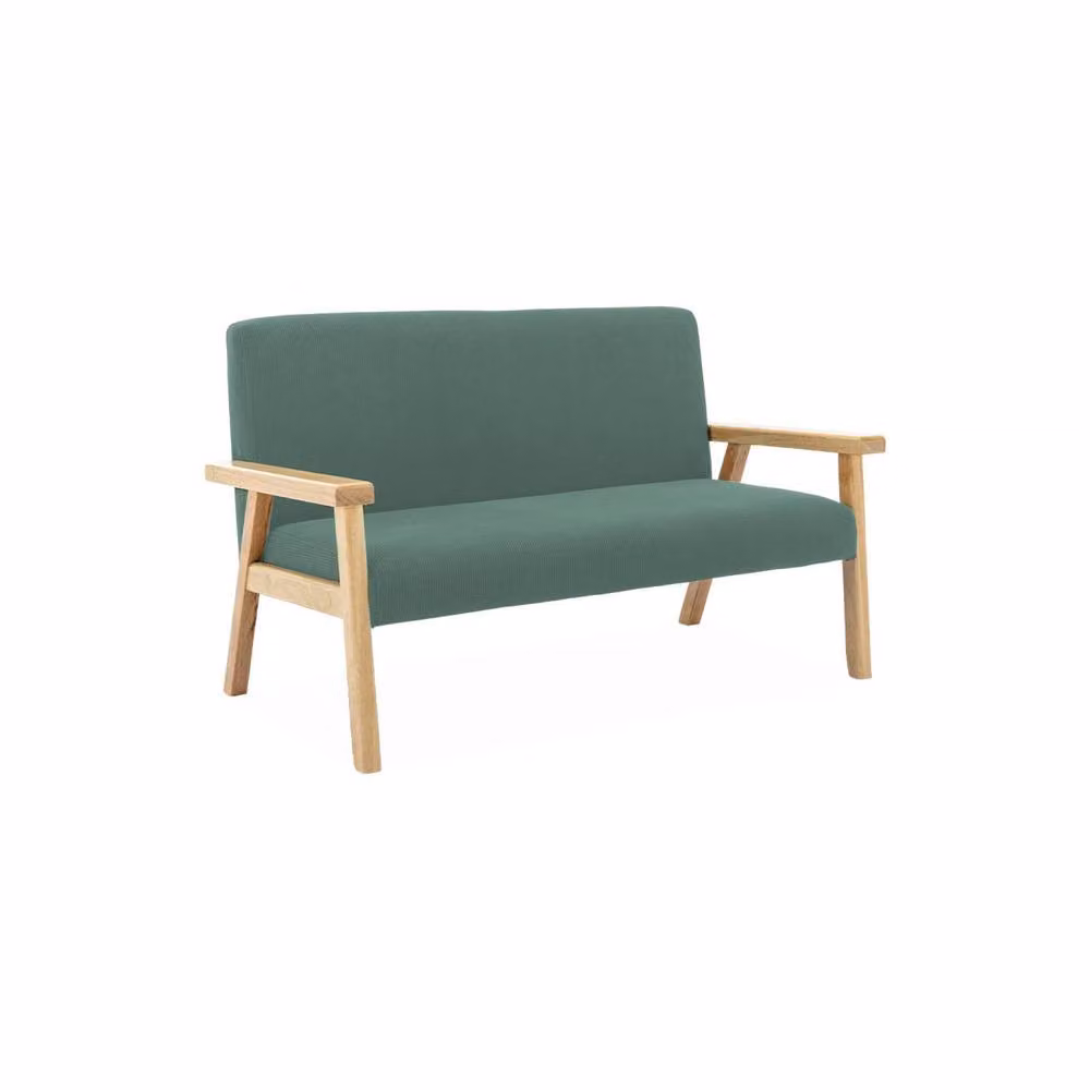 Sweek 2-Seater Children's Corduroy and Hevea Wood Bench in Khaki, W/D/H: 84 x 43.5 x 25 cm – 2