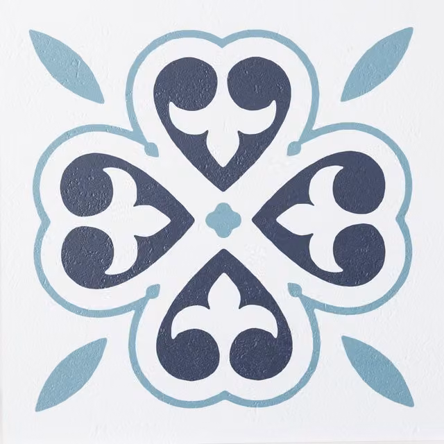 d-c-fix Oriental Floral Self-Adhesive Vinyl Floor Tiles, Blue, 1sqm
