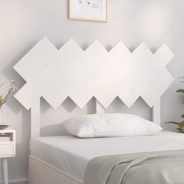 Berkfield Home Rustic White Solid Pine Wood Bed Headboard W: 122.5 cm, D: 3 cm, H: 80.5 cm