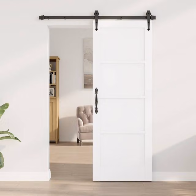 Berkfield Orkdal Modern Sliding Interior Door, White Lacquered Solid Wood and Plywood, W: 73.5 cm, H: 198.5 cm, D: 4 cm
