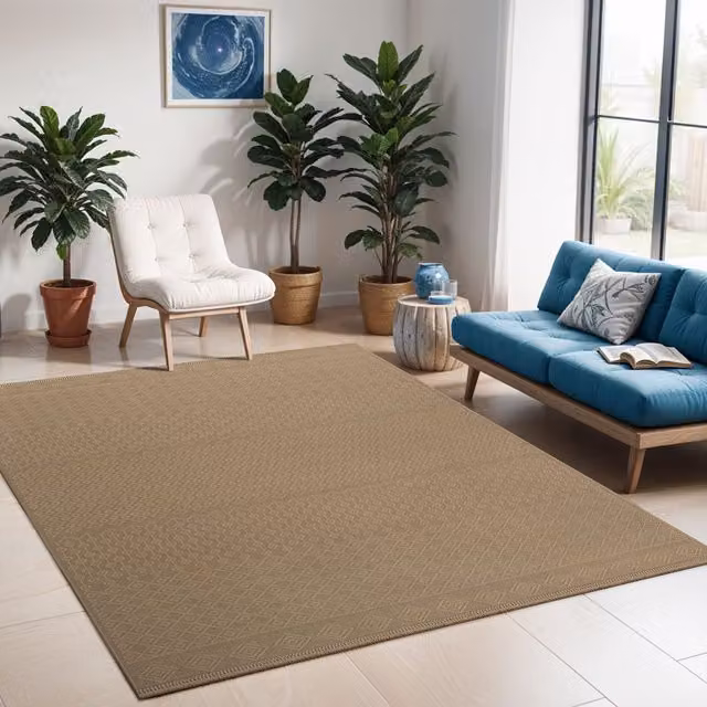Livabliss Modern Geometric Jute Rug in Beige, Washable, W: 200 cm, D: 280 cm – 1