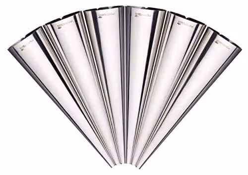 MasterClass Stainless Steel Cream Horn Moulds, 6 Piece Set, Silver, 14 cm – 1