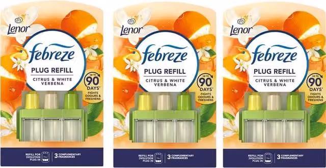 Ambi Pur Citrus Verbena Air Freshener Refills, Set of 3, Blue and Multicolour