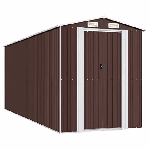 vidaXL Gable Garden Shed in Dark Brown Galvanised Steel, W/D/H: 5374 x 192 x 223 cm – 1