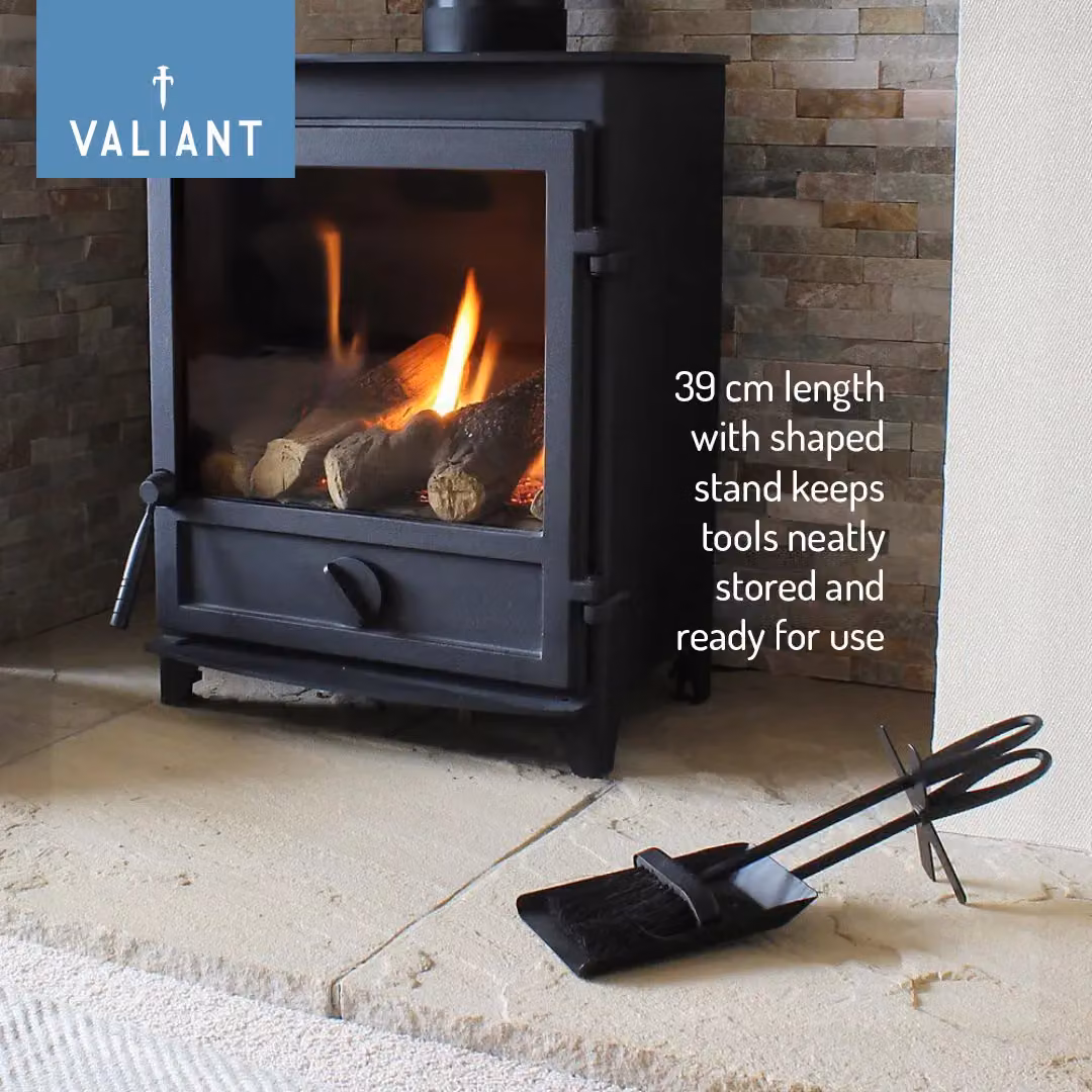 Valiant Black Fireside Ash Brush and Coal Shovel Set with Stand – 5