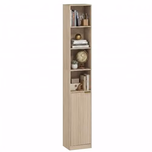 HOMCOM 6-Tier Modern Wood Effect Bookcase in Brown and Gold, H 182 x W 30 x D 24 cm