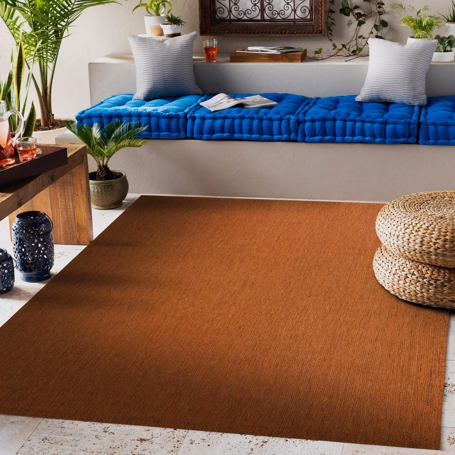 RugsX Orange Flat Weave Polypropylene Rectangular Rug, W: 140 cm, L: 200 cm – 3