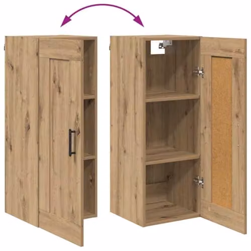 vidaXL Artisan Oak Highboard in Brown with 3 Drawers and Hinged Doors, W/D/H: 34.5 x 34.0 x 180.0 cm – 3