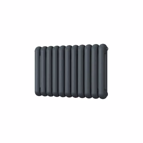 UK Radiators Sherwood Anthracite Round Tube Horizontal Traditional Cast-Iron Style Radiator, H 50.0 cm x W 78.5 cm x D 9.0 cm