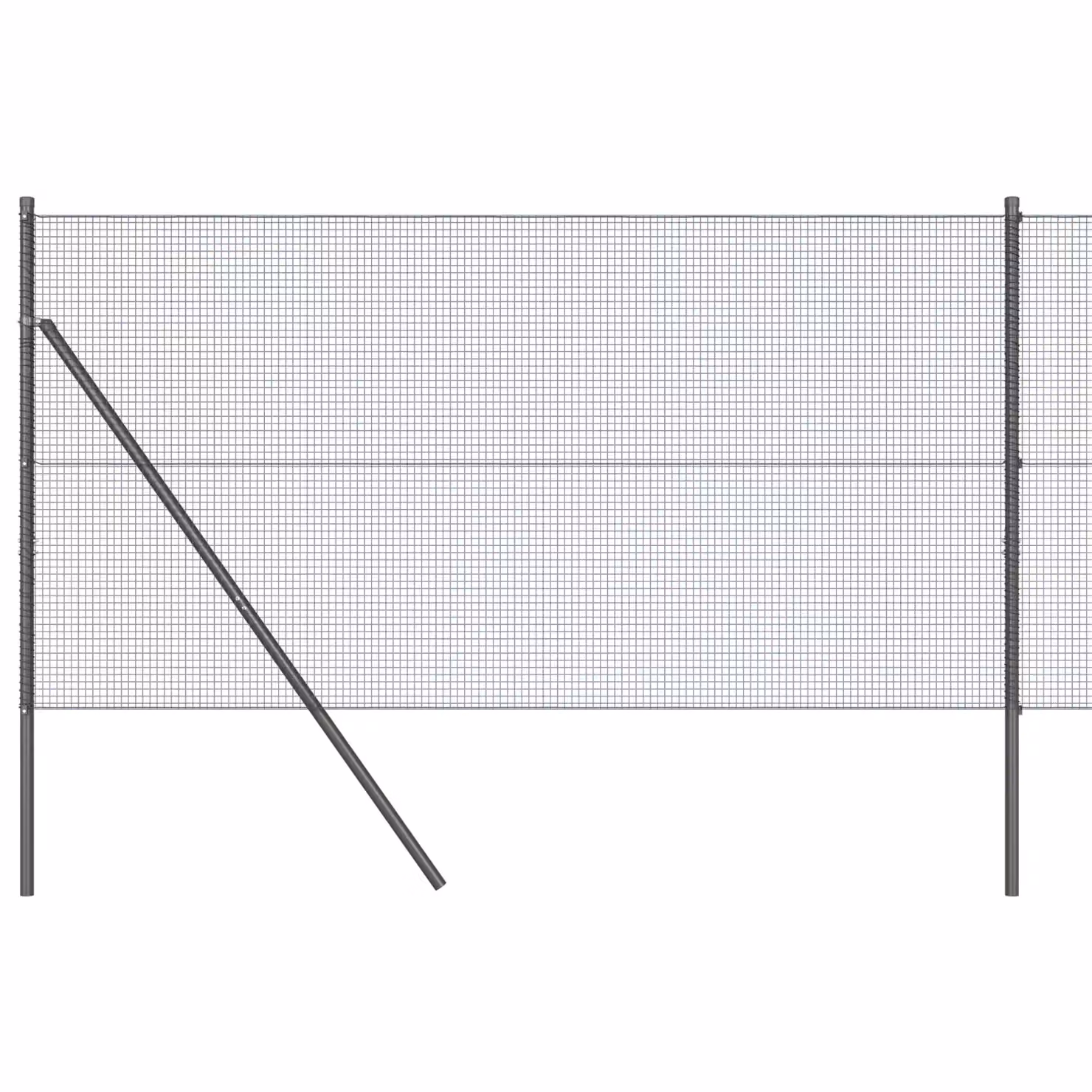 Berkfield Home Grey Galvanised Steel Welded Wire Fence with 7 Round Posts, W: 120 cm, L: 10 m – 2