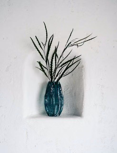M&S Modern Blue Glass Tabletop Vase