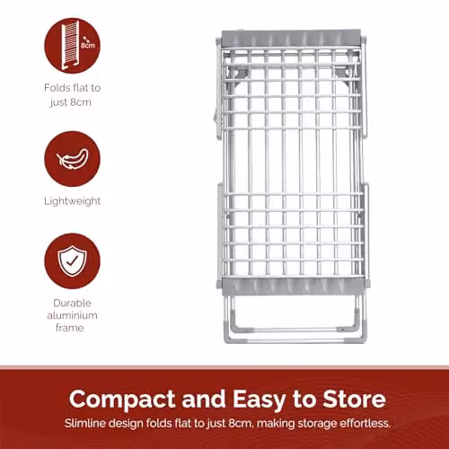 Rediffusion Silver Aluminium Winged Heated Clothes Airer, H 148 x W 93 x D 54 cm – 2