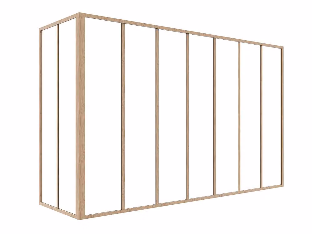 Vente-unique Corner Workshop Glazed Partition in Powder-Coated Aluminium and Glass, Light Oak Finish, H: 212.2 cm x W: 130.0 cm x D: 62.2 cm – 2
